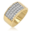 Men's 14K Yellow Gold Invisible Princess Cut Diamond Ring 2.50ct.  - SKU:341-10
