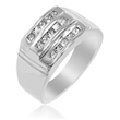 Men's 14K White Gold Invisible Princess Cut Diamond Ring 1.05ct.  - SKU:341-11