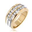 Men's 14K Yellow Gold Invisible Princess Cut Diamond Ring 1.80ct.  - SKU:341-15