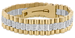 Men's 14K Two Tone "Rolex Style" Pave Set Round Diamond Bracelet 2.0ct. tdw- SKU:343-07
