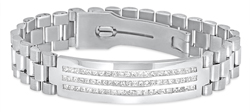 Men's 14K White Gold "Rolex Style" Channel Set Princess Cut Diamond Bracelet 4.80ct. tdw- SKU:343-09