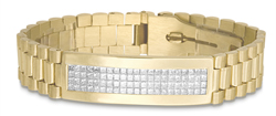 Men's 14K Yellow Gold Invisible Princess Cut Diamond Bracelet 5.75ct.  - SKU:343-08