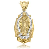 14K Yellow Gold Diamond Lady Guadalupe Pendant 2.30ct.- SKU:344-07