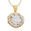 14k Yellow Gold Dual Layer Charm Pendant w/ Overtop "#1 Friend" Design in White Gold Accent - SKU:50-33
