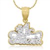 14k Yellow Gold Dual Layer Charm Pendant w/ Overtop "#1 Friend" Design in White Gold Accent - SKU:50-37