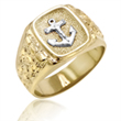 Men's 14K Yellow Gold Ring Accented With White Gold Anchor  - SKU:65-45