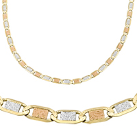 14K Tri-Color Valentino Chain and Matching Bracelet 5.0 mm - SKU:7-2