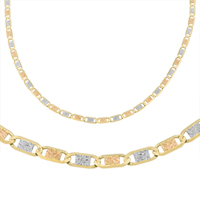 14K Tri-Color Valentino Chain and Matching Bracelet 4.0 mm - SKU:7-3