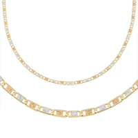 14K Tri-Color Valentino Chain and Matching Bracelet 3.0 mm - SKU:7-4