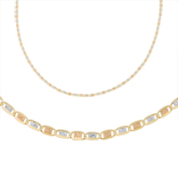 14K Tri-Color Valentino Chain and Matching Bracelet 1.6 mm - SKU:7-6