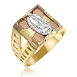 Men's 14K Tri-Color Gold Ring Accented With White Gold Virgin Guadalupe  - SKU:72-25
