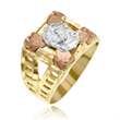 Men's 14K Tri-Color Gold Ring Accented With White Gold Jesus Christ  - SKU:72-26