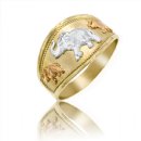 Ladies "Good Luck" Elephant Ring in 14K Tri-color Gold - SKU:75-10