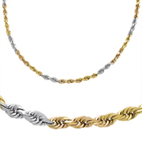 Brilliant Bijou 14k Tri-Color Rope Chain Necklace