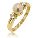 Ladies 14K Yellow Gold Cultured Freshwater Pearl & Diamond Ring - SKU:91-59