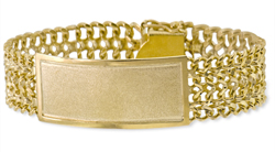 Men's 14k Solid Gold Hand Made Woven ID Link Bracelet - SKU:94-04