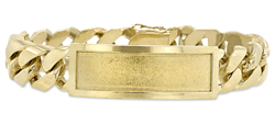 Men's 14K Solid Gold Curb Link Framed ID Bracelet. 17.3mm - SKU:97-01