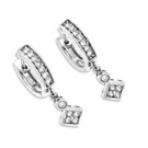 Ladies 14k White Gold Diamond Huggies Dangling Earrings 0.50 ct.  - SKU:D17-09