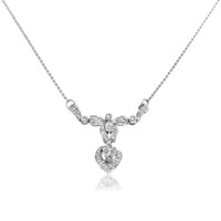 14K White Gold Diamond Heart Necklace 0.36 Ct.  - SKU:D21-11