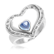 Ladies 14K White Gold Diamond, Blue Topaz, and Mother of Pearl Ring .10ct. - SKU:D22-02