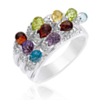 Ladies 14K White Gold Diamond & Semi Precious Stones Ring 0.30ct.  - SKU:D23-03