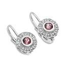Ladies 14k White Gold Diamond & Pink Saphire Earrings 0.20 ct.  - SKU:D29-09