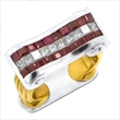 Ladies 18K Two-Tone Scroll Style Ring With 3 Rows Of Invisible Set Princess Cut Diamonds & Rubies 2.30ct. Tdw  - SKU:Nin11706