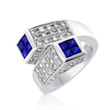 Ladies 14K White Gold Diamond & Sapphire Ring 2.46ct. Tdw  - SKU:Nin15279