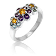 Ladies 14K White Gold Multi-Color Semi Precious Stone Ring   - SKU:OL271-15