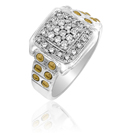 Ladies 14K White Gold Diamond Ring with Yellow Gold Accents - SKU:OL272-10