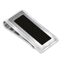 Stainless Steel Money Clip with Carbon Fiber Accents- SKU:OK-SMK11