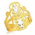 Ladies 14K Gold Bonded /  Gold Over Silver Tri-Color Fancy Ring with Flower - SKU: GB 001-14