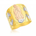 Ladies 14K Gold Bonded /  Gold Over Silver Tri-Color Fancy Ring with Virgin Guadalupe - SKU: GB 001-01