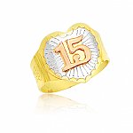 Ladies 14K Gold Bonded /  Gold Over Silver Tri-Color Fancy Ring with 15 - SKU: GB 001-25