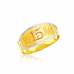 Ladies 14K Gold Bonded /  Gold Over Silver Tri-Color Fancy Ring with Mis 15 Anos - SKU: GB 001-29