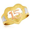 Ladies 14K Gold Bonded /  Gold Over Silver Tri-Color Fancy Ring with Heart 15 - SKU: GB 001-30