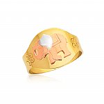 Ladies 14K Gold Bonded /  Gold Over Silver Tri-Color Fancy Ring with Elephant - SKU: GB 001-31