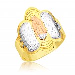 Ladies 14K Gold Bonded /  Gold Over Silver Tri-Color Fancy Ring with Virgin Guadalupe - SKU: GB 001-04