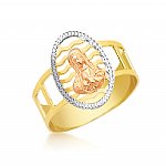 Ladies 14K Gold Bonded /  Gold Over Silver Tri-Color Fancy Ring with Virgin Mary - SKU: GB 001-06