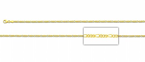 Yellow 14K Gold Bonded /  Gold Over Silver Hollow Figaro Chain Necklace 2.0mm- SKU: GB 002-02