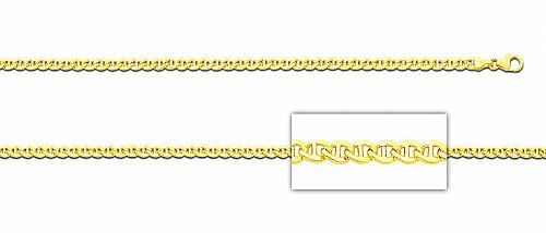 Yellow 14K Gold Bonded /  Gold Over Silver Hollow Mariner Chain Necklace 4.3mm- SKU: GB 002-05