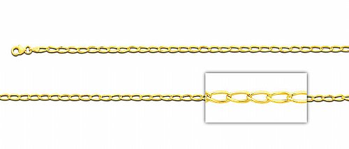 Yellow 14K Gold Bonded /  Gold Over Silver Hollow Open Link Chain Necklace 3.3mm- SKU: GB 002-08