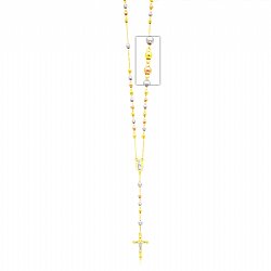 Rosary Necklace Beautifully Crafted in 14K Gold Bonded / Tri-Color Gold Over Silver - SKU: GB 003-01