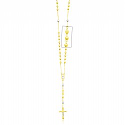 Rosary Necklace Beautifully Crafted in 14K Gold Bonded / Yellow Gold Over Silver - SKU: GB 003-02