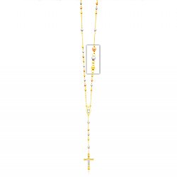 Rosary Necklace Beautifully Crafted in 14K Gold Bonded / Tri-Color Gold Over Silver - SKU: GB 003-03