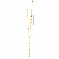 Rosary Necklace Beautifully Crafted in 14K Gold Bonded / Tri-Color Gold Over Silver - SKU: GB 003-03