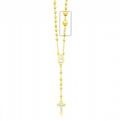 Rosary Necklace Beautifully Crafted in 14K Gold Bonded / Yellow Gold Over Silver - SKU: GB 003-06
