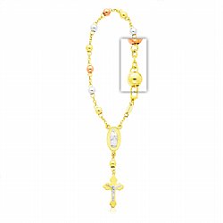 Rosary Bracelet Beautifully Crafted in 14K Gold Bonded / Tri-Color Gold Over Silver - SKU: GB 003-07