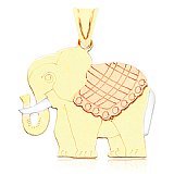 14K Gold Bonded /  Gold Over Silver Tri-Color Elephant Pendant - SKU: GB 005-29