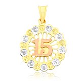 15 A�os Pendant in Tri-color 14K Gold Bonded / Gold Over Silver- SKU: GB 007-04